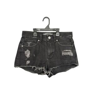 Express Jeans Womens‎ Black Hem Ripped Distressed Denim Cut Off Shorts Size 4